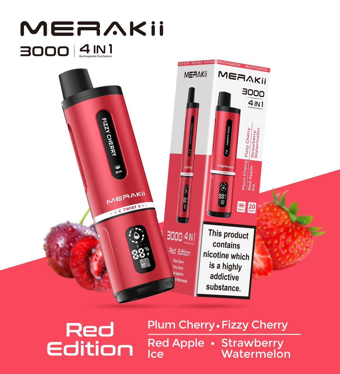Shop Merakii 3000 Puffs Disposable Vape 4 in 1 Device (Pack of 5) - Merakii 3000 Puffs Disposable Vape 4 in 1 Device (Pack of 5) - Vape Blaze