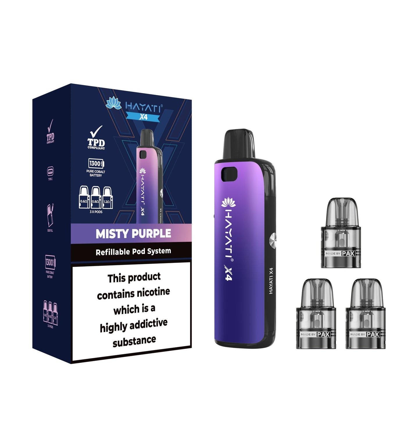 Shop Hayati X4 Refillable Pod System Kit - Hayati X4 Refillable Pod System Kit - Vape Blaze